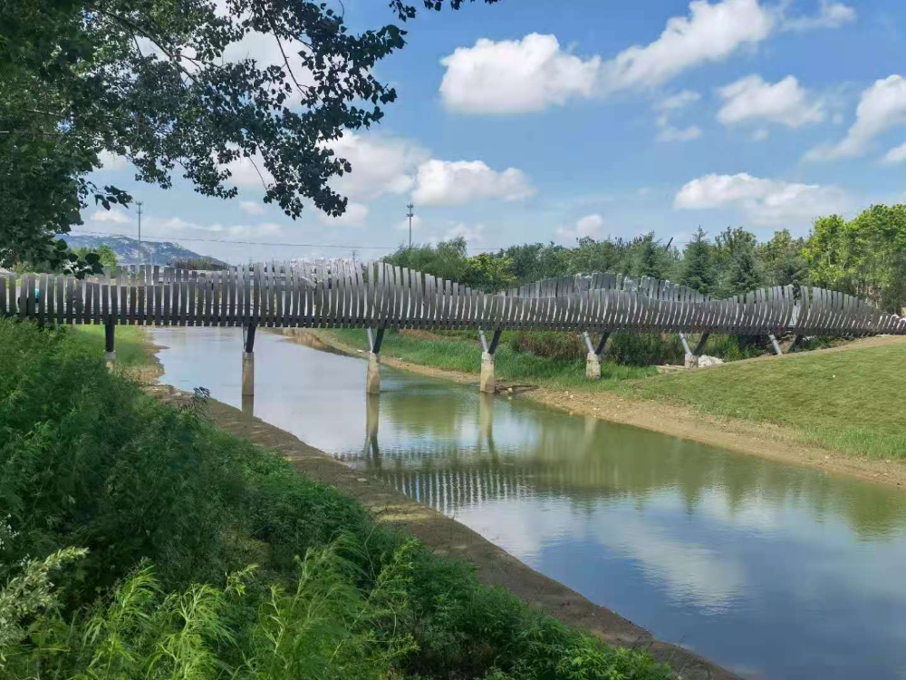 煙臺(tái)橋梁景觀工程八角河公園破繭橋施工中，敬請期待！—煙臺(tái)旭升鋼構(gòu)